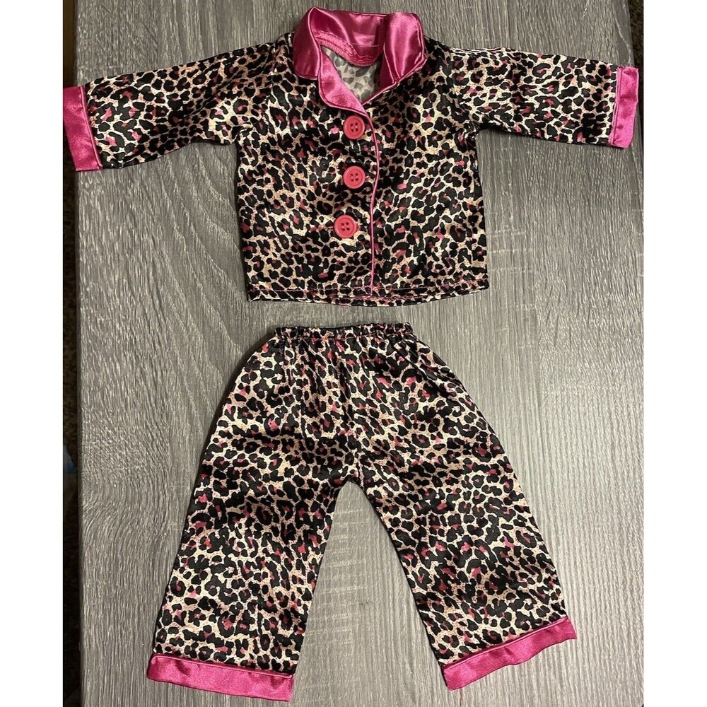 Sophia’s by Teamson Kids Ikat Cheetah Print Pajama Set Top & Bottom Pink & Black